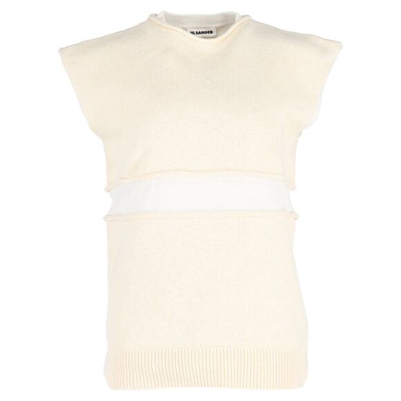 Jil Sander Knit Layered Sweater Vest in Yellow Wool